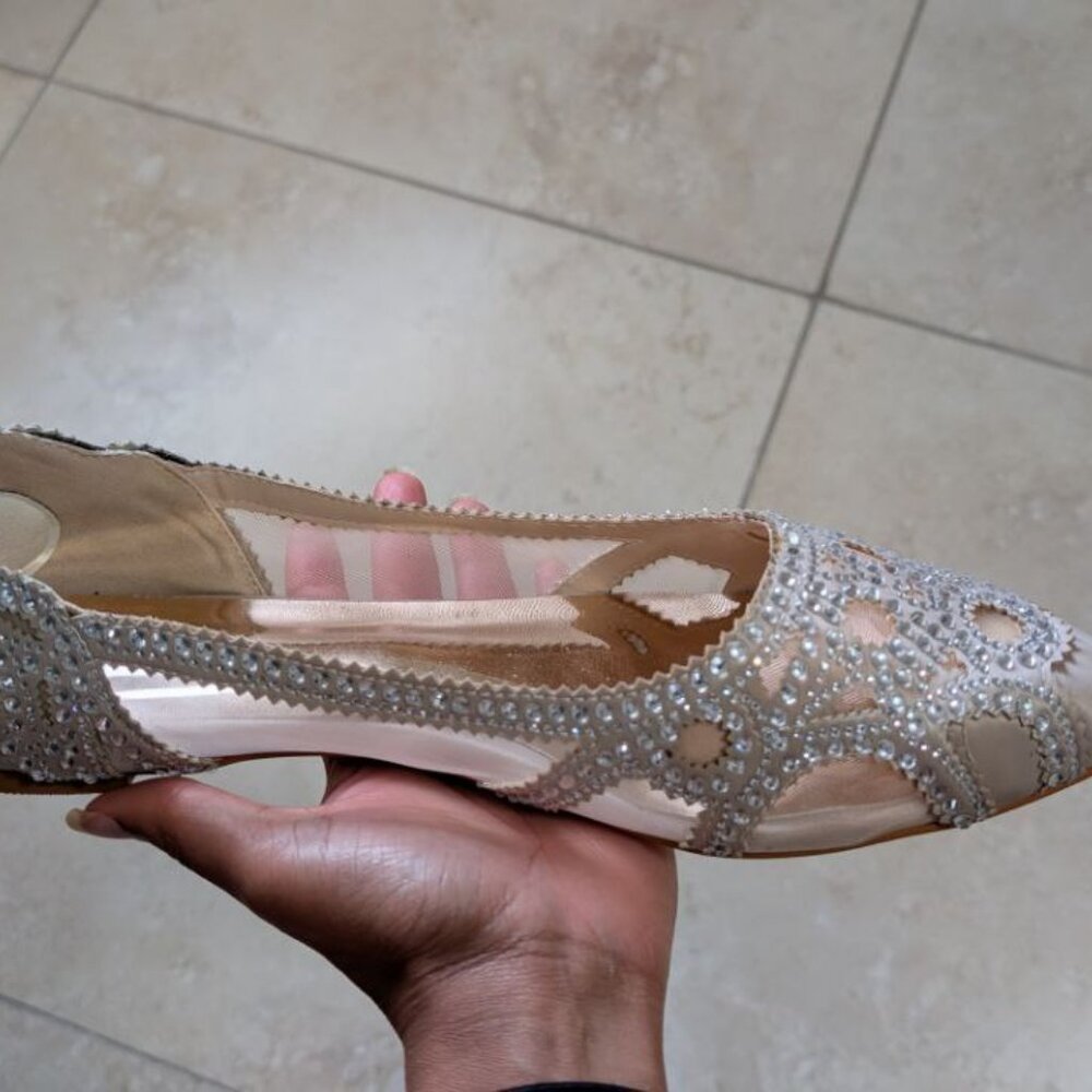 XYD Women Elegant Pointed Toe Rhinestone Flats